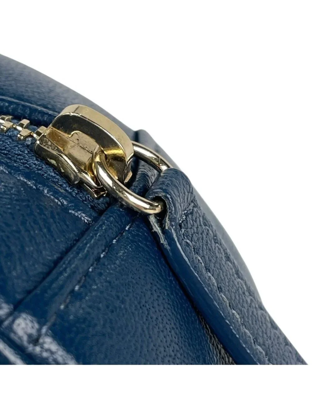 Chanel CC Logo Chain Shoulder Bag Quilted Round Leather Blue